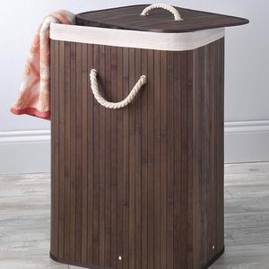 Whitmor Rectangular Dark Bamboo Hamper w/Handles